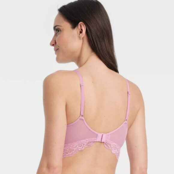 NWT Women's Fishnet Lace Bralette - Auden Pink - Picture 2 of 3